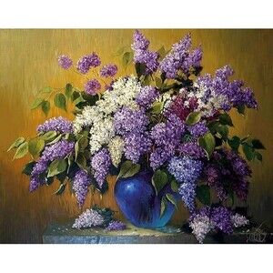 Diamond Painting Kits for Adults Kids 5D DIY Purple Flowers Vase 15.7×11.8Inches